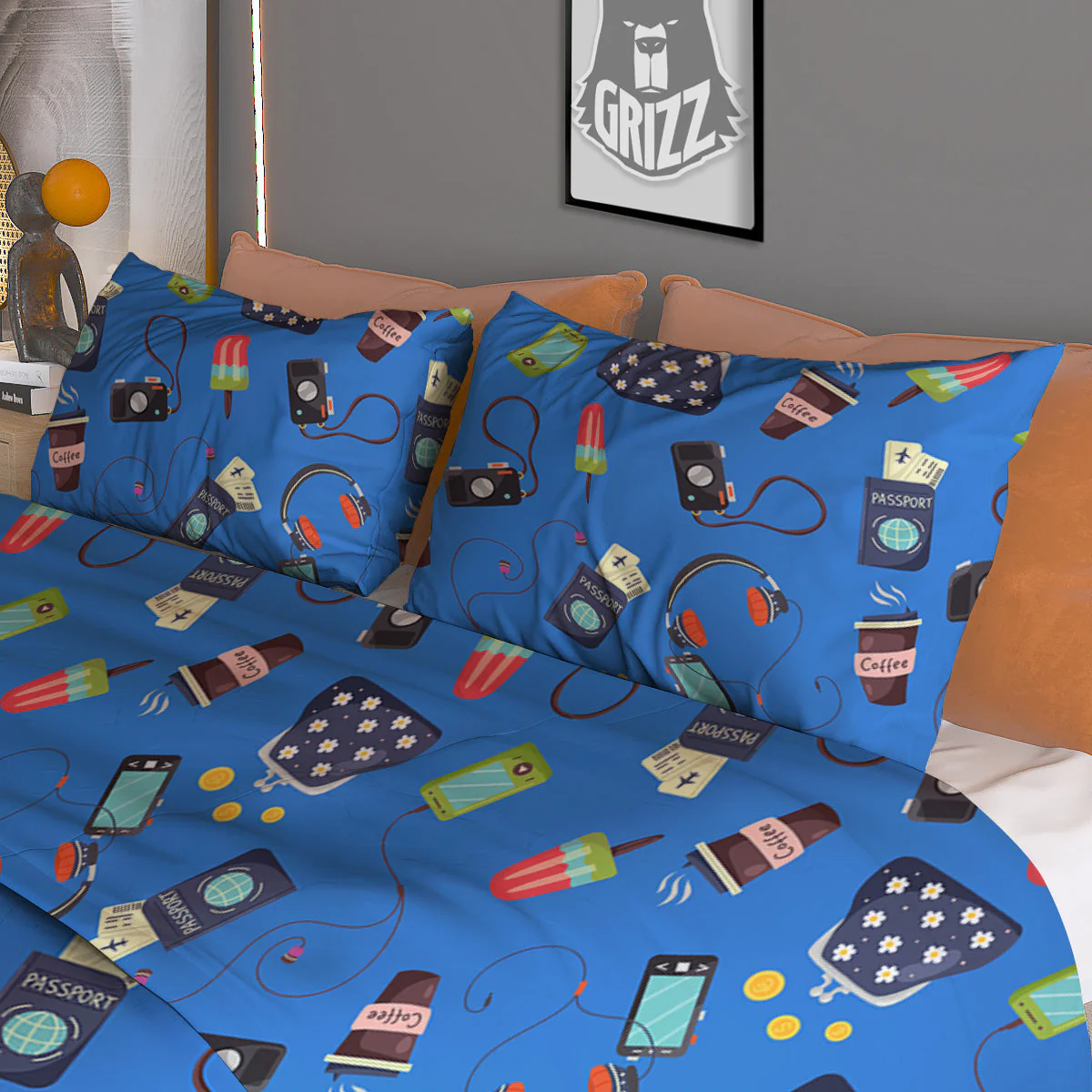 Travel Gear Vacation Print Pattern Duvet Cover Bedding Set - Image 3