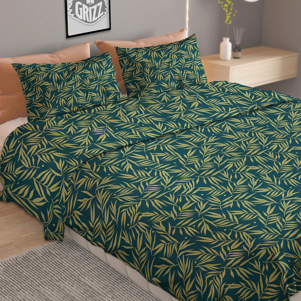 Tree Bamboo Green Print Pattern Duvet Cover Bedding Set - Image 2