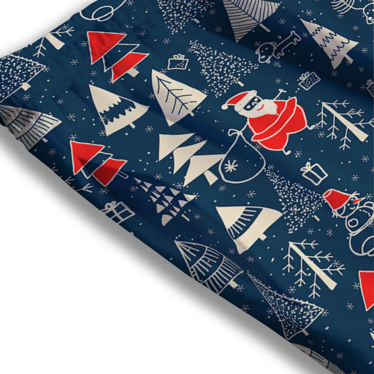 Tree Merry Christmas Print Pattern Mesh Shorts - Image 3