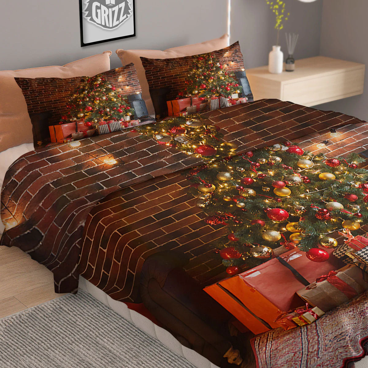 Tree Xmas Print Duvet Cover Bedding Set - Image 2