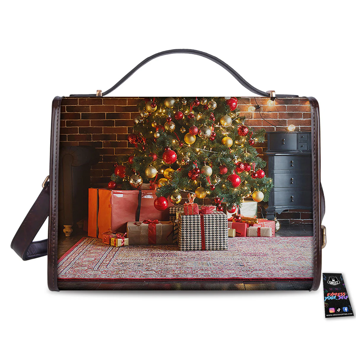 Tree Xmas Print Women's Satchel Bag - Image 2