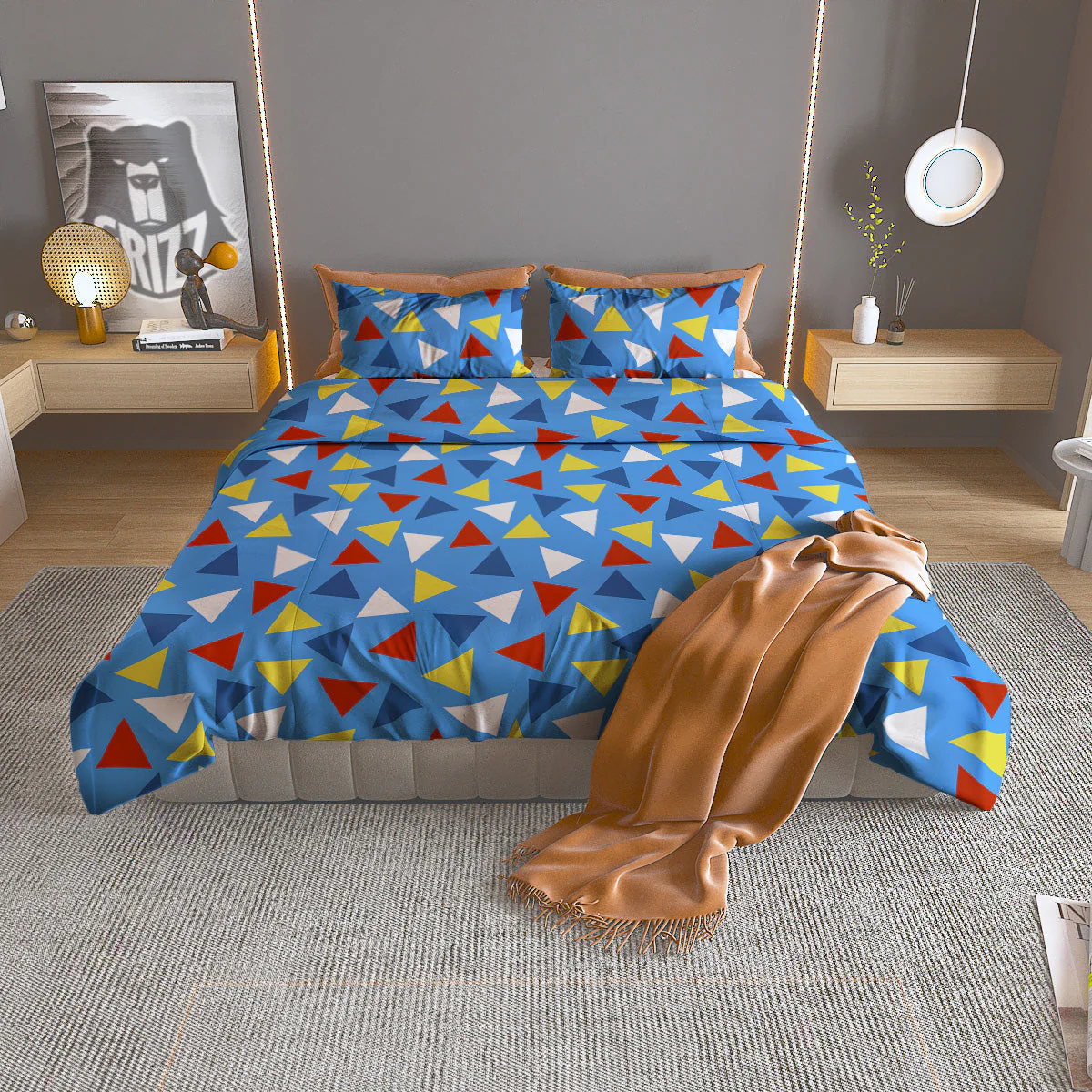 Triangle Autism Awareness Color Print Pattern Duvet Cover Bedding Set