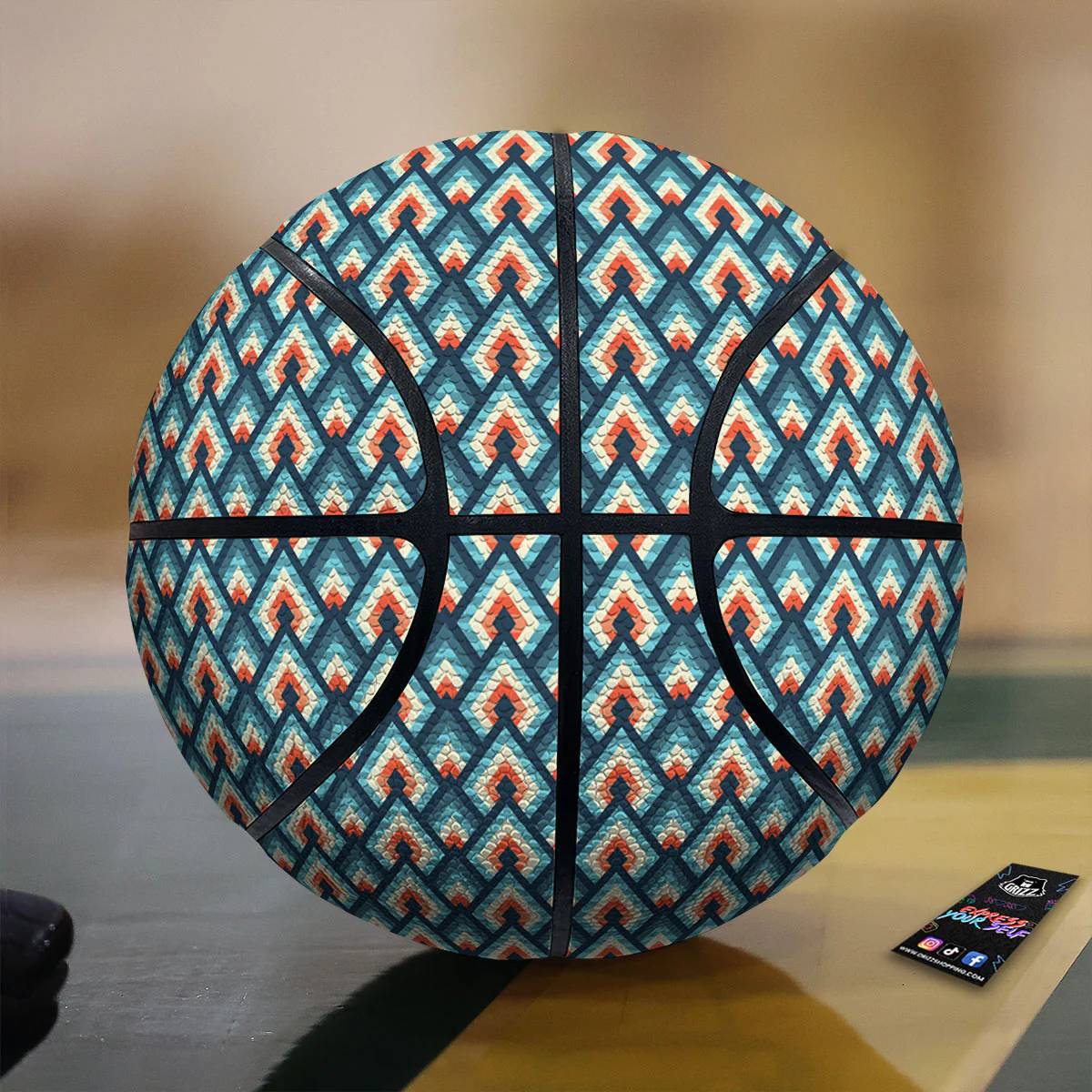 Triangle Blue Geometric Print Pattern Basketball