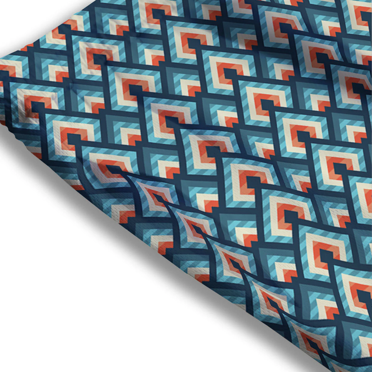 Triangle Blue Geometric Print Pattern Mesh Shorts - Image 3