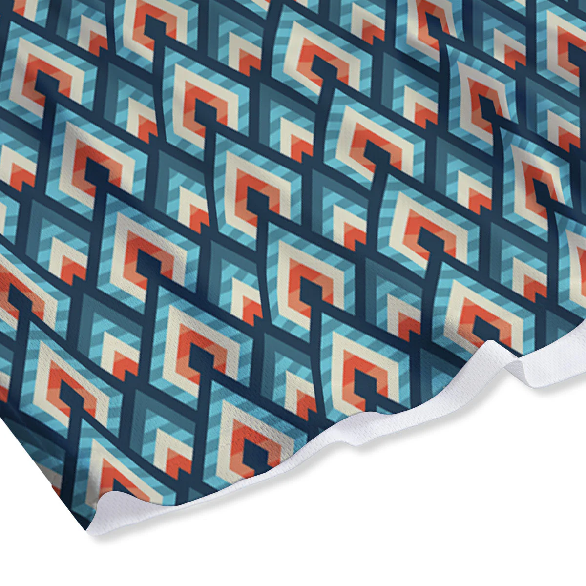 Triangle Blue Geometric Print Pattern Mesh Shorts - Image 4