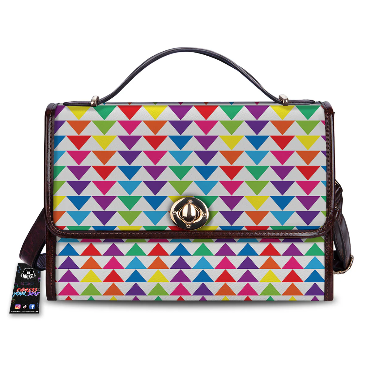 Triangles Rainbow Print Pattern Women's Satchel Bag