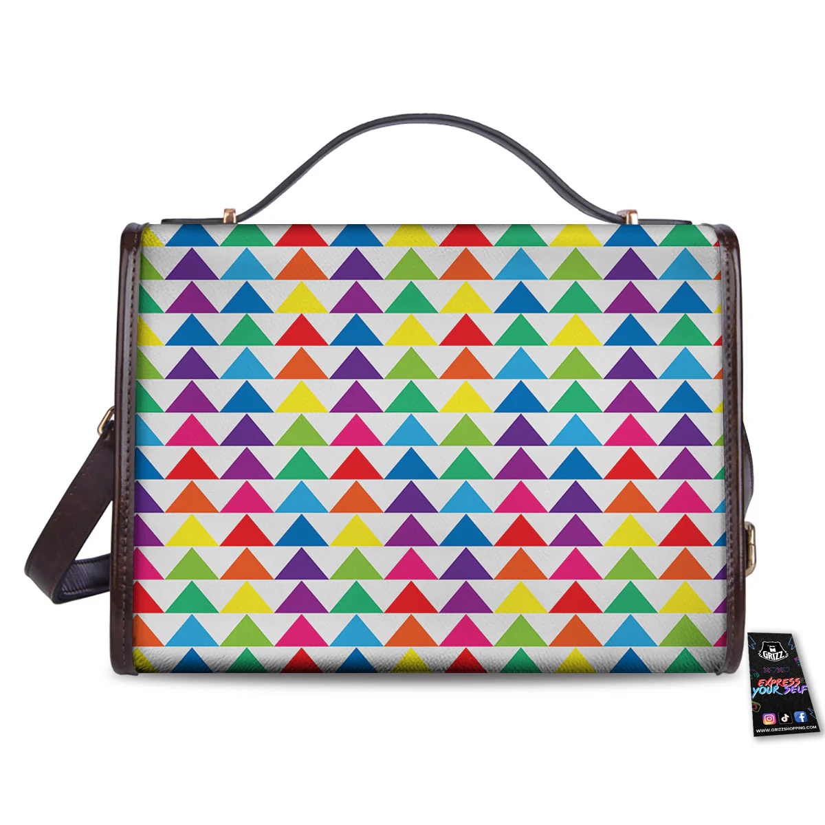 Triangles Rainbow Print Pattern Women's Satchel Bag - Image 2