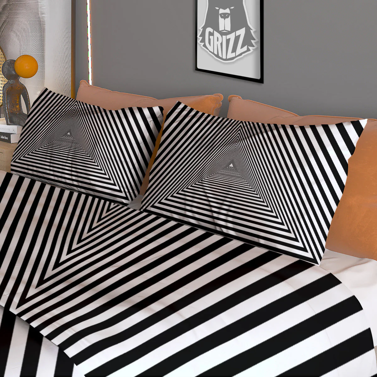 TriangularTunnel Black And White Print Duvet Cover Bedding Set - Image 3