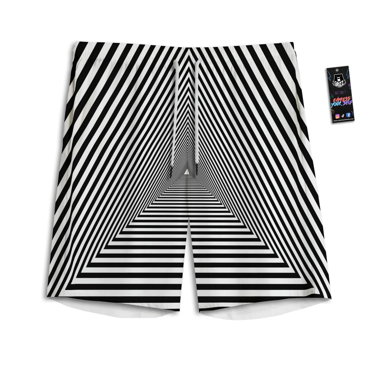 TriangularTunnel Black And White Print Men's Athletic Shorts