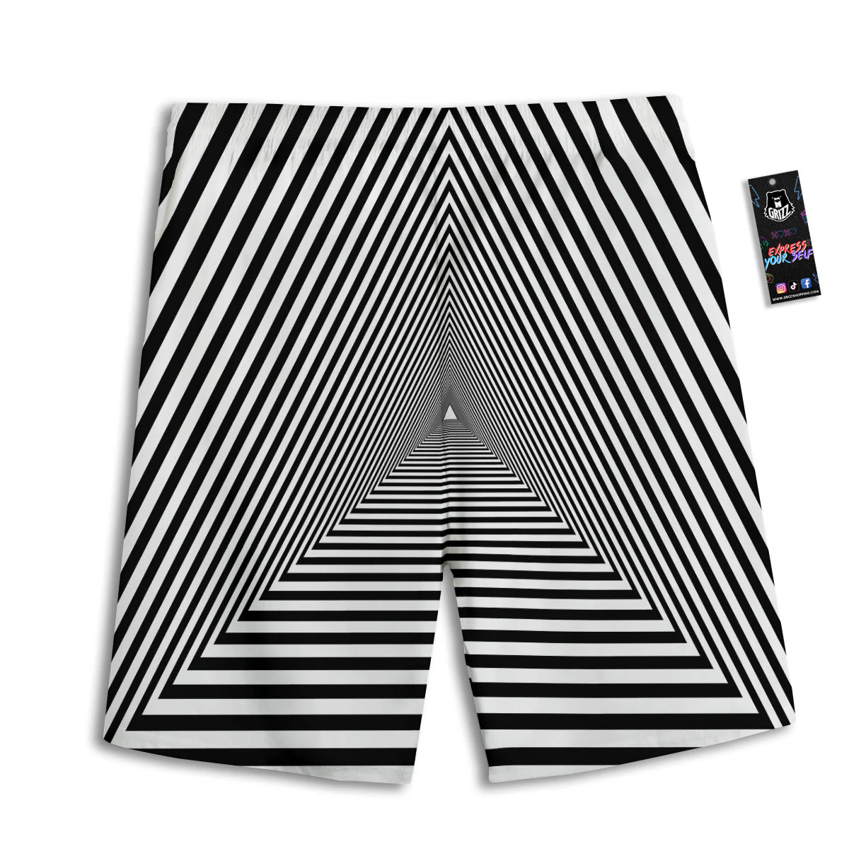TriangularTunnel Black And White Print Men's Athletic Shorts - Image 2