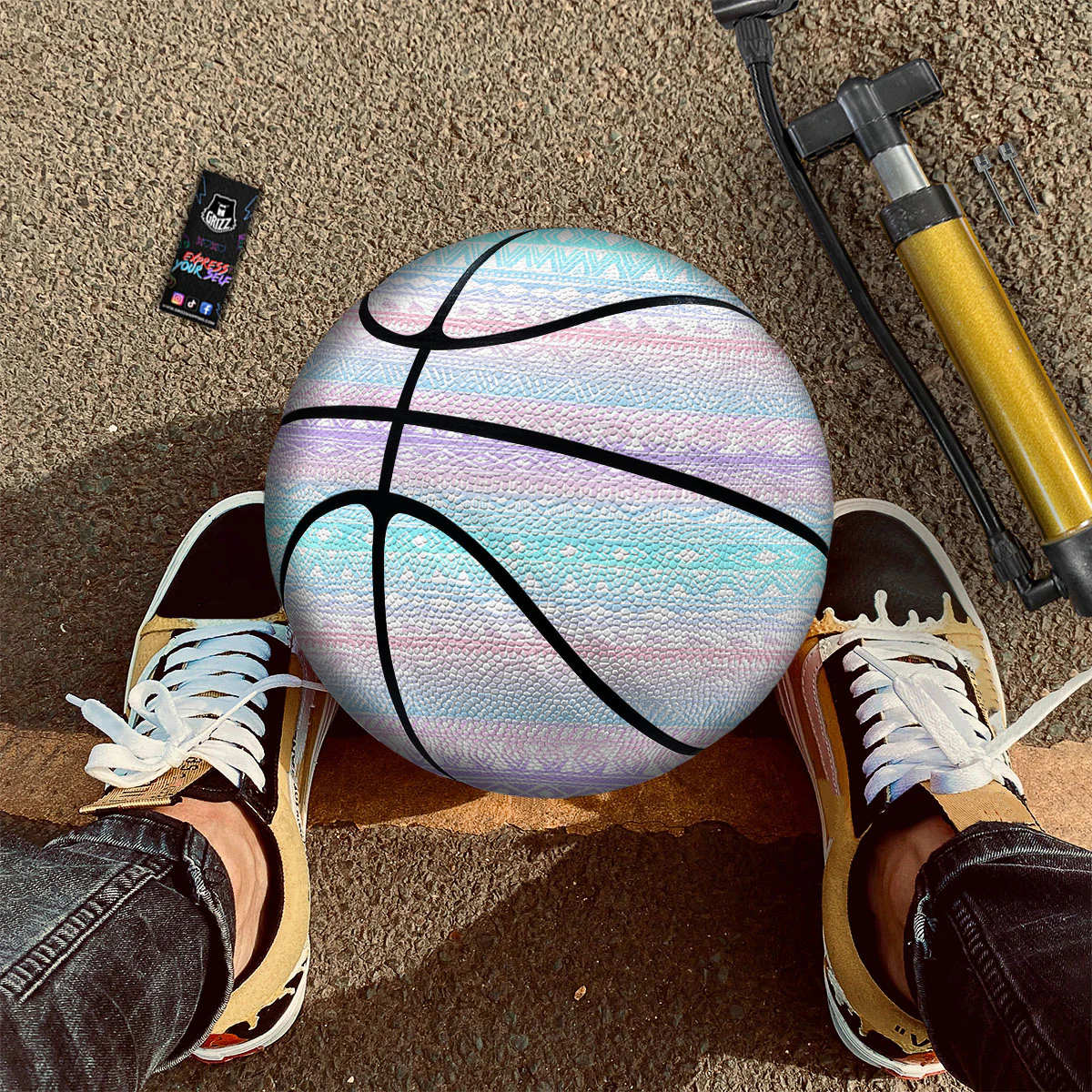 Tribal Aztec Pastel Print Pattern Basketball - Image 2
