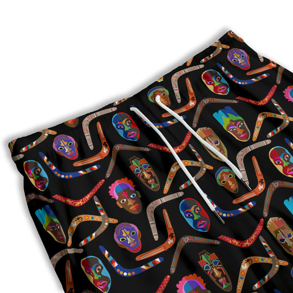 Tribal Boomerangs Print Pattern Men's Athletic Shorts - Image 3