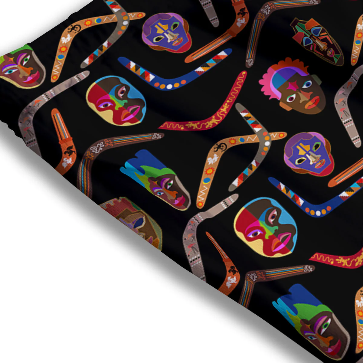 Tribal Boomerangs Print Pattern Mesh Shorts - Image 3