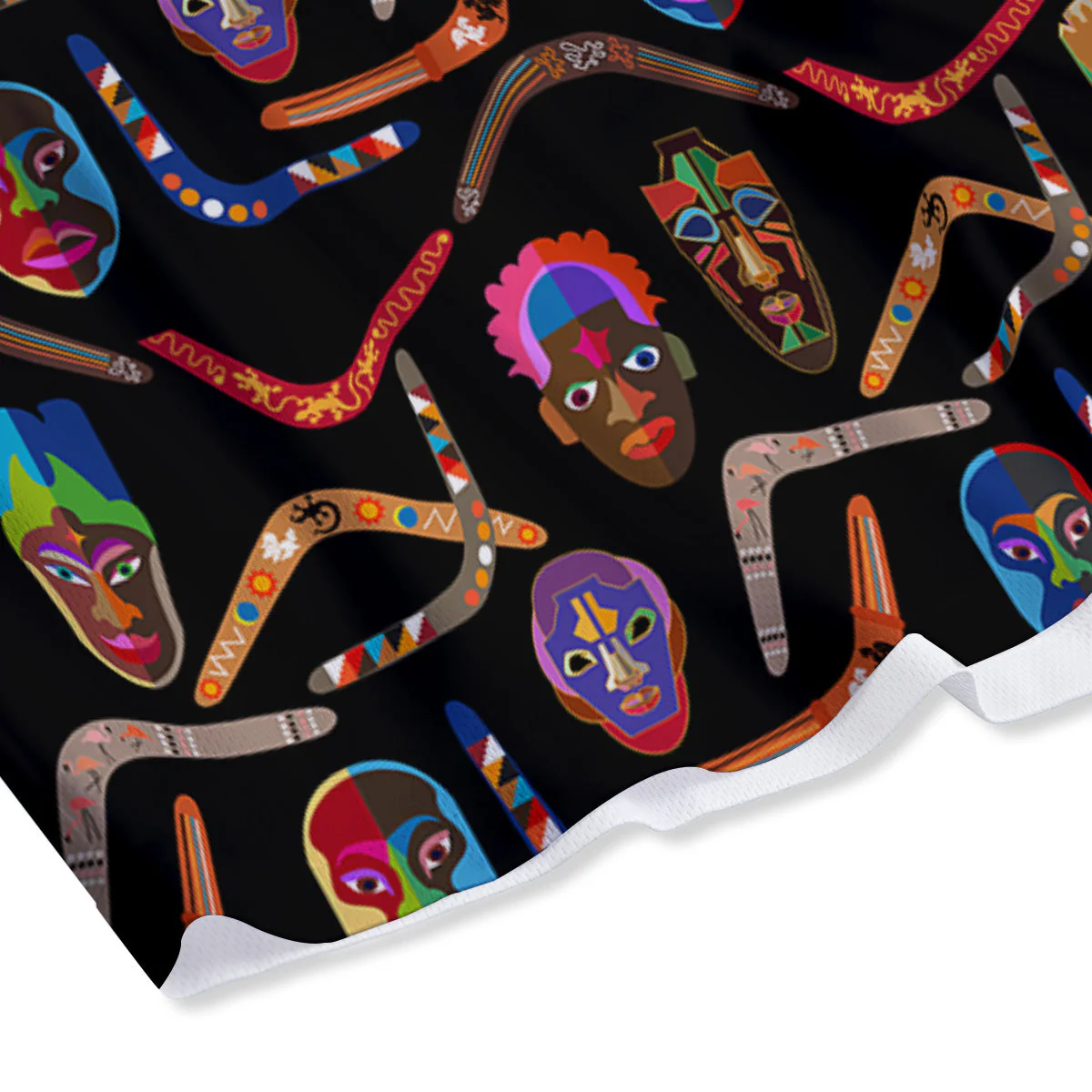 Tribal Boomerangs Print Pattern Mesh Shorts - Image 4