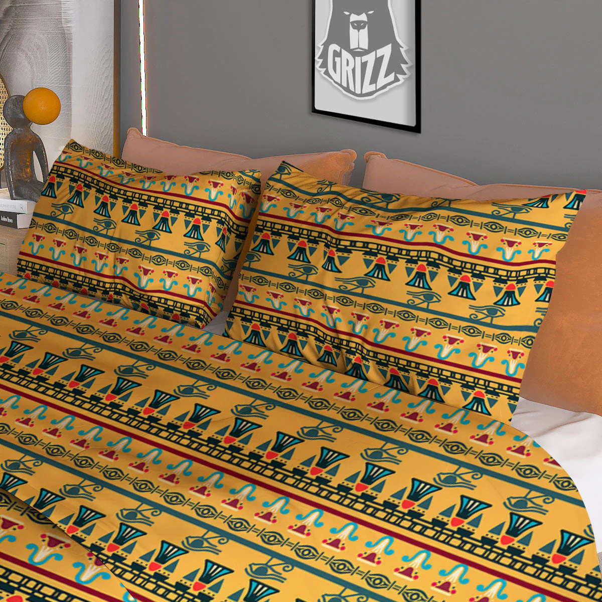 Tribal Egyptian Print Pattern Duvet Cover Bedding Set - Image 3