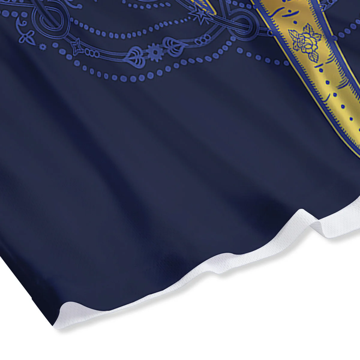 Tribal Elephant Gold And Blue Print Mesh Shorts - Image 4