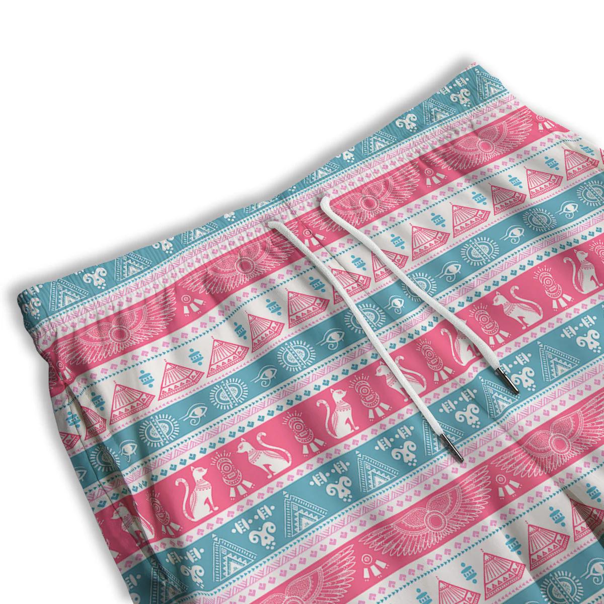 Tribal Ethnic Pink Blue Egypt Print Pattern Men's Athletic Shorts - Image 3