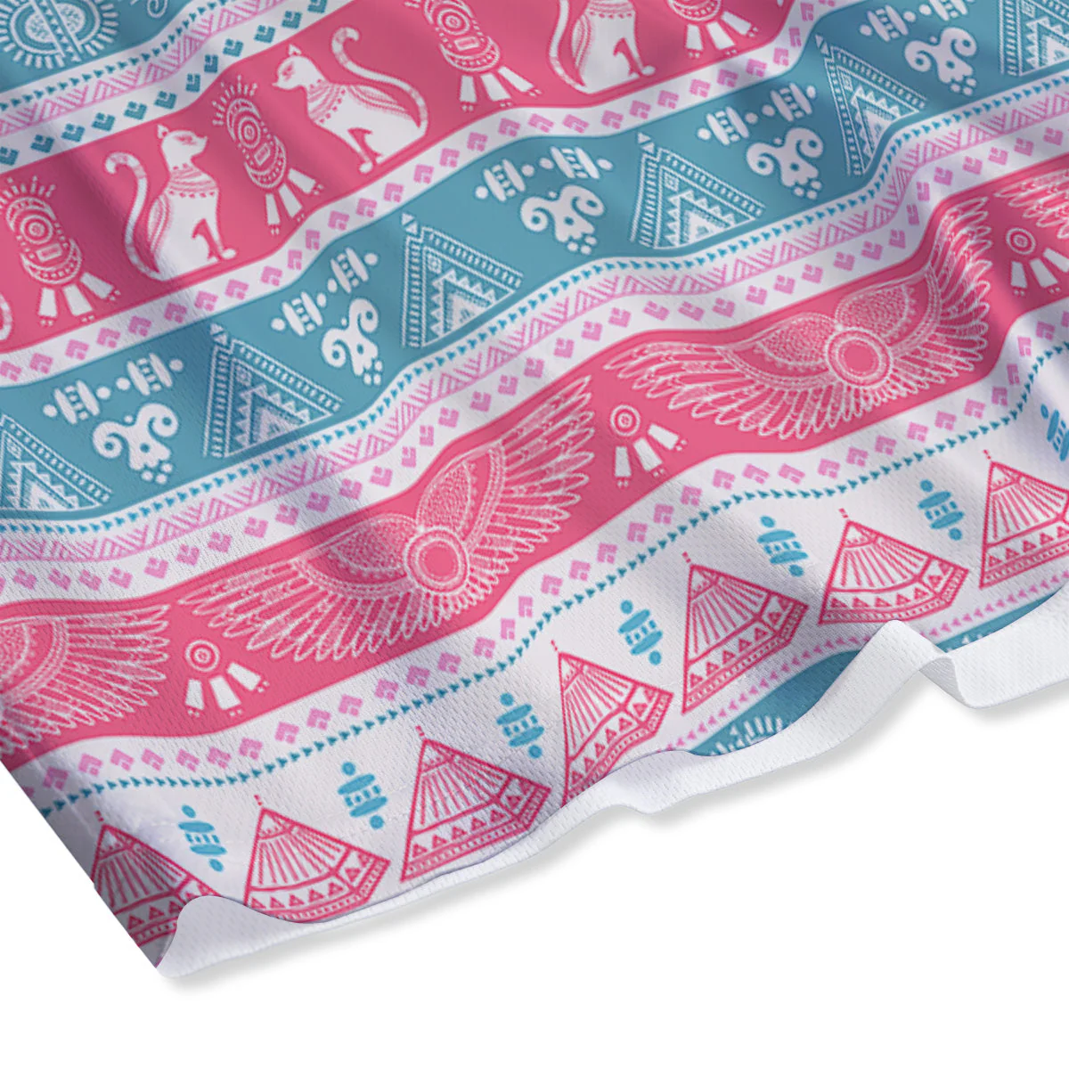 Tribal Ethnic Pink Blue Egypt Print Pattern Mesh Shorts - Image 4