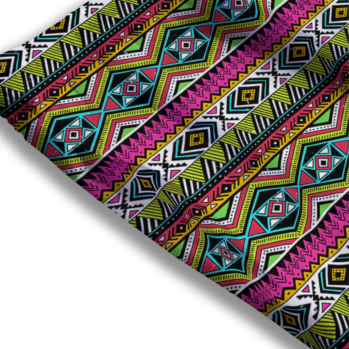 Tribal Geometric Colorful Print Pattern Mesh Shorts - Image 3
