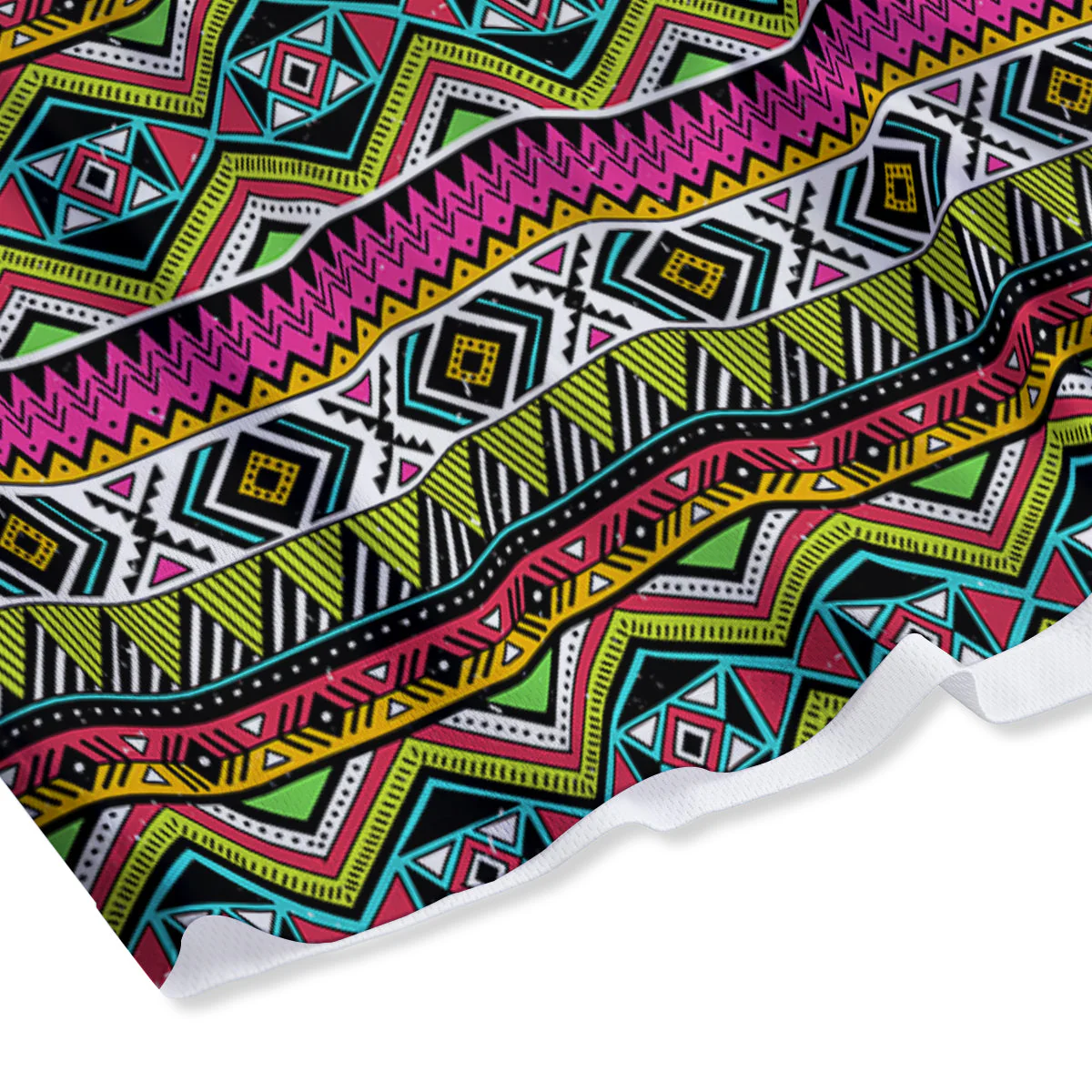 Tribal Geometric Colorful Print Pattern Mesh Shorts - Image 4