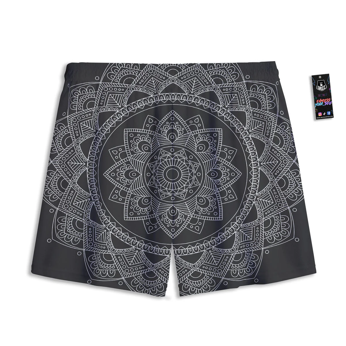 Tribal Mandala White And Black Print Mesh Shorts - Image 2