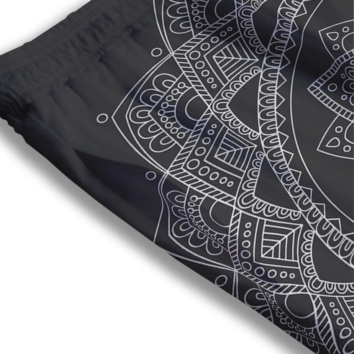 Tribal Mandala White And Black Print Mesh Shorts - Image 3
