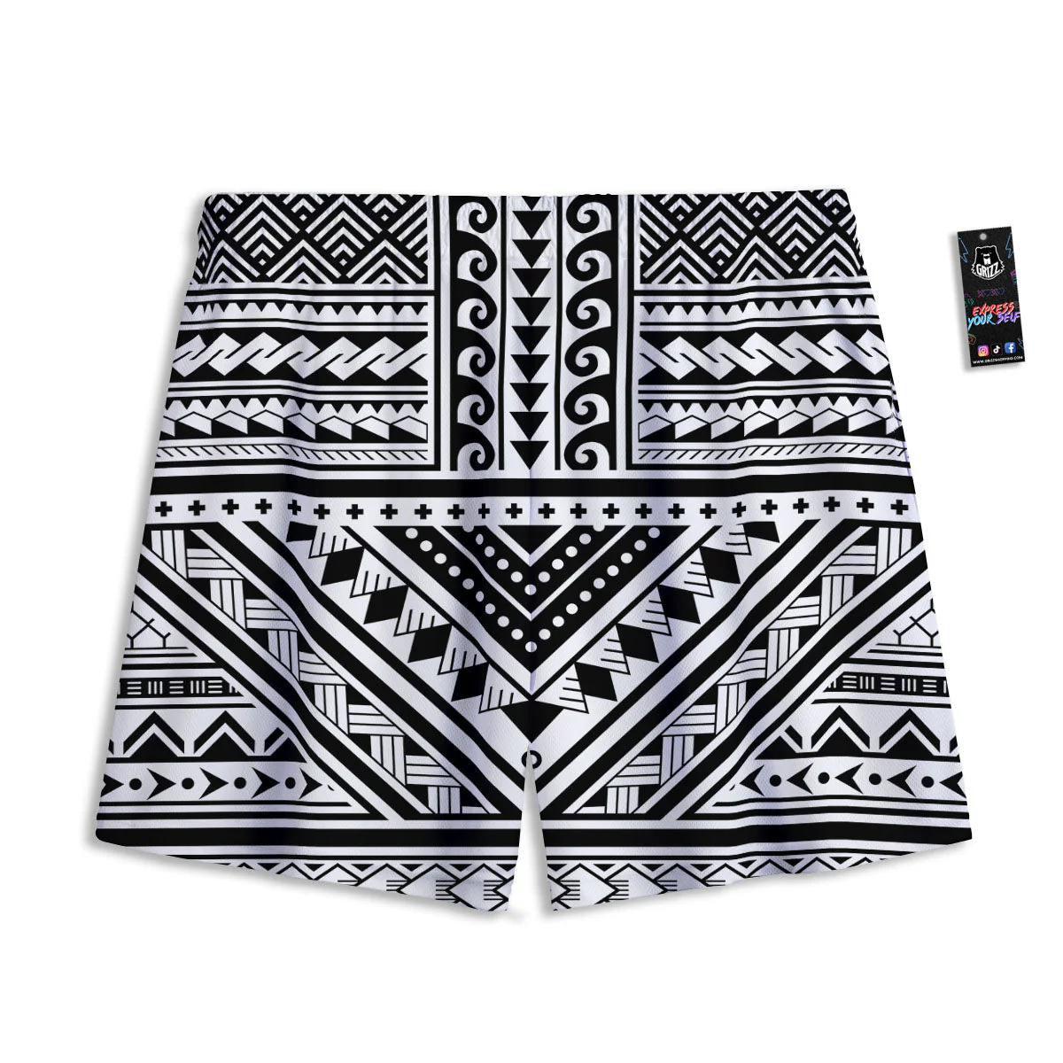 Tribal Maori Polynesian Tattoo Print Mesh Shorts - Image 2