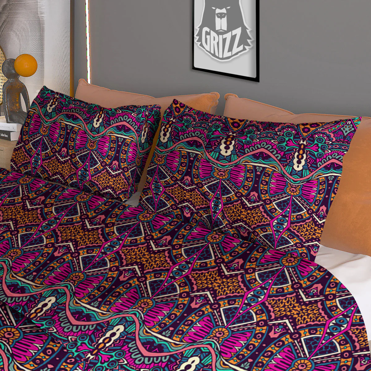 Tribal Native Purple Print Pattern Duvet Cover Bedding Set - Image 3