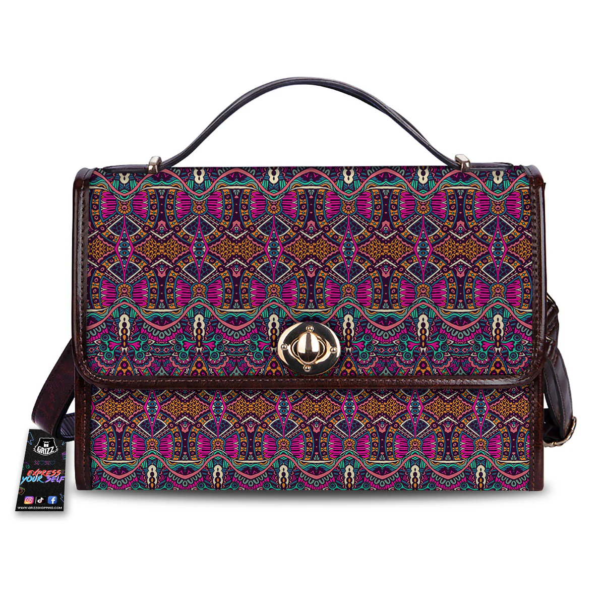 Tribal Native Purple Print Pattern Women's Satchel Bag