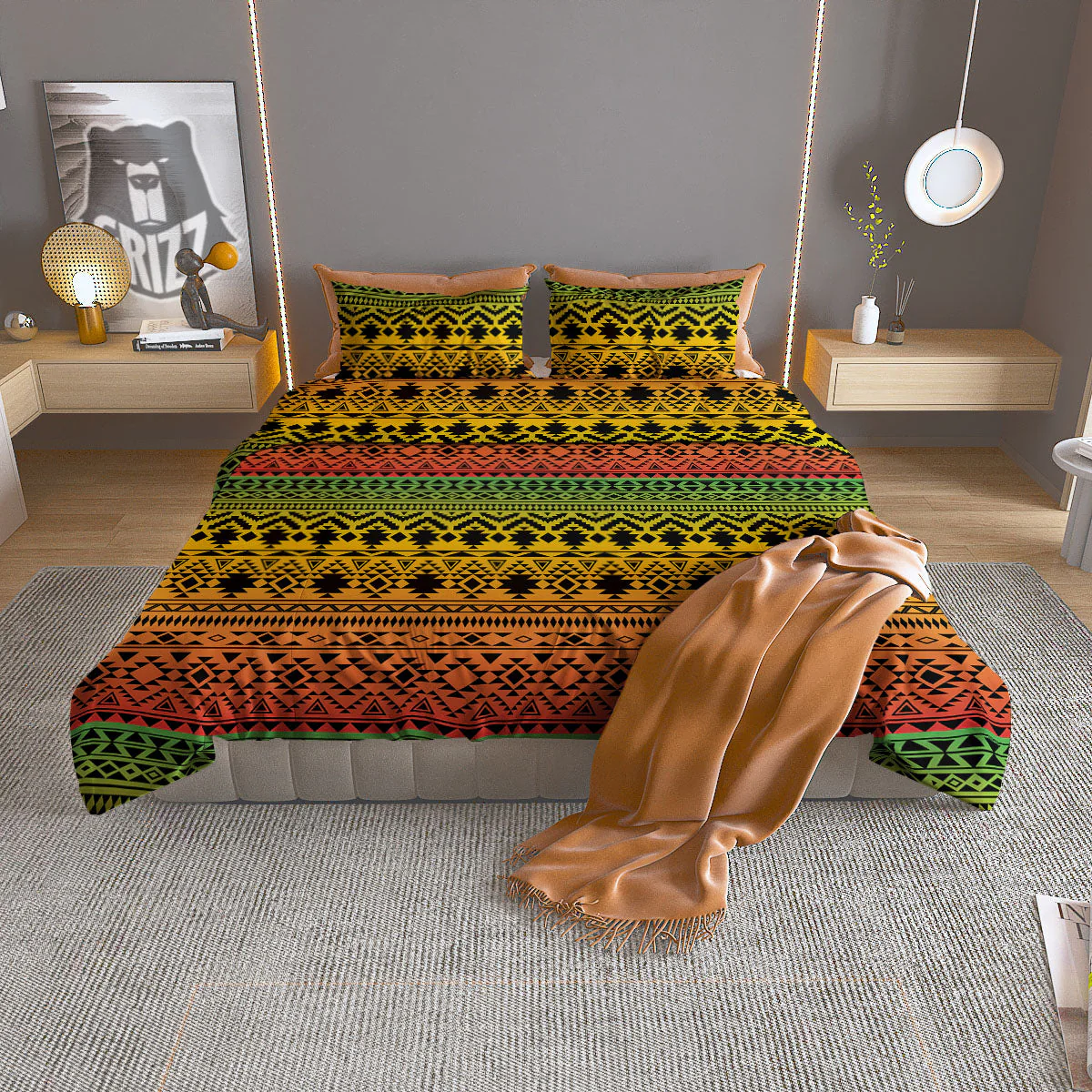 Tribal Rasta Print Pattern Duvet Cover Bedding Set
