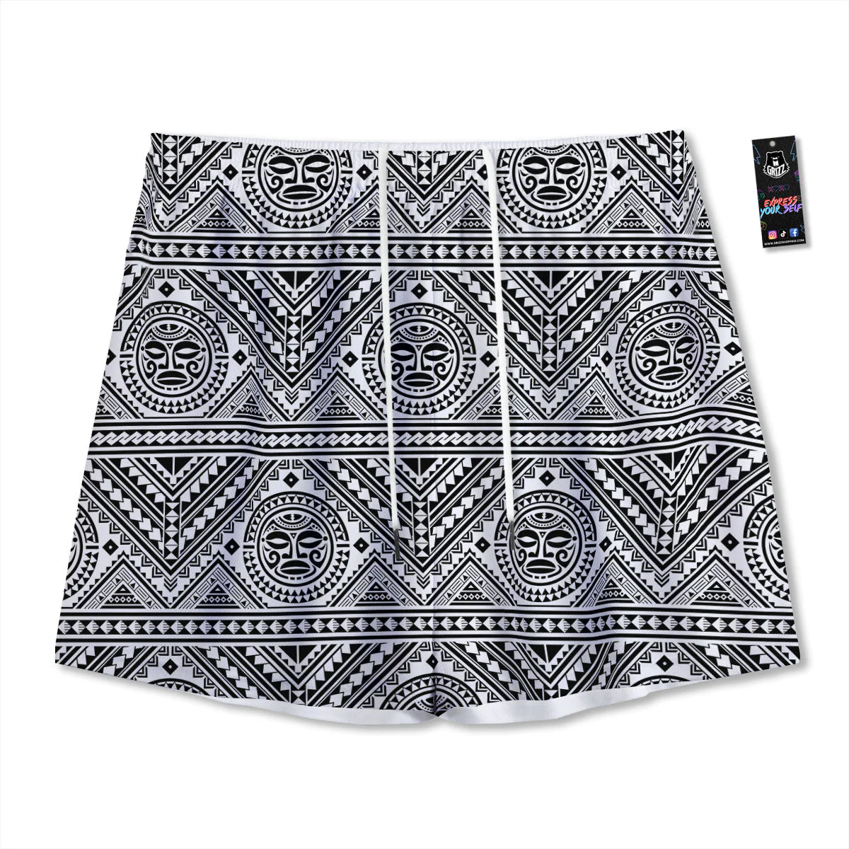 Tribal Tattoo Maori Polynesian Print Mesh Shorts
