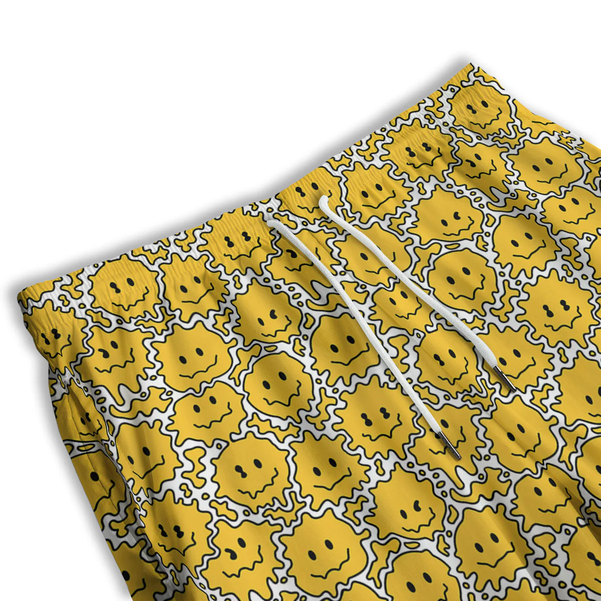 Trippy Abstract Psychedelic Emoji Print Men's Athletic Shorts - Image 3