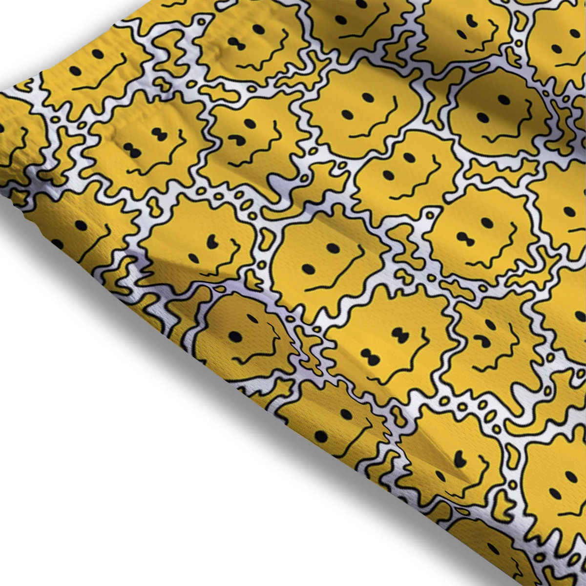 Trippy Abstract Psychedelic Emoji Print Mesh Shorts - Image 3