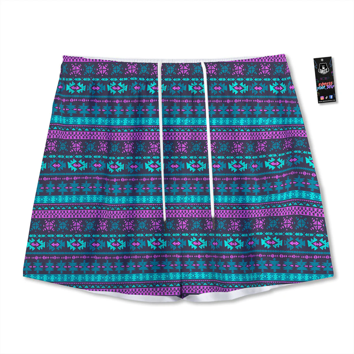 Trippy Ethnic Aztec Print Mesh Shorts