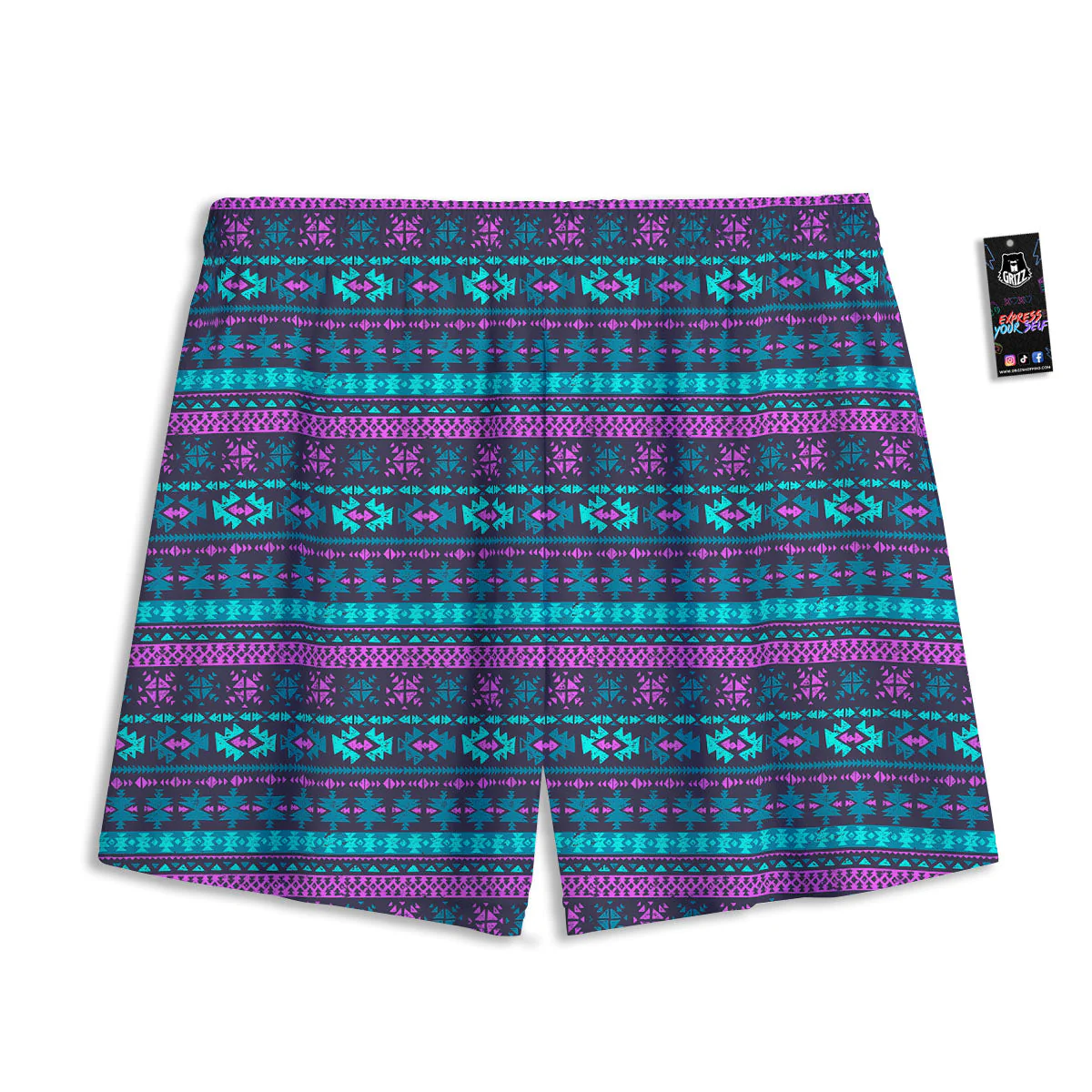Trippy Ethnic Aztec Print Mesh Shorts - Image 2