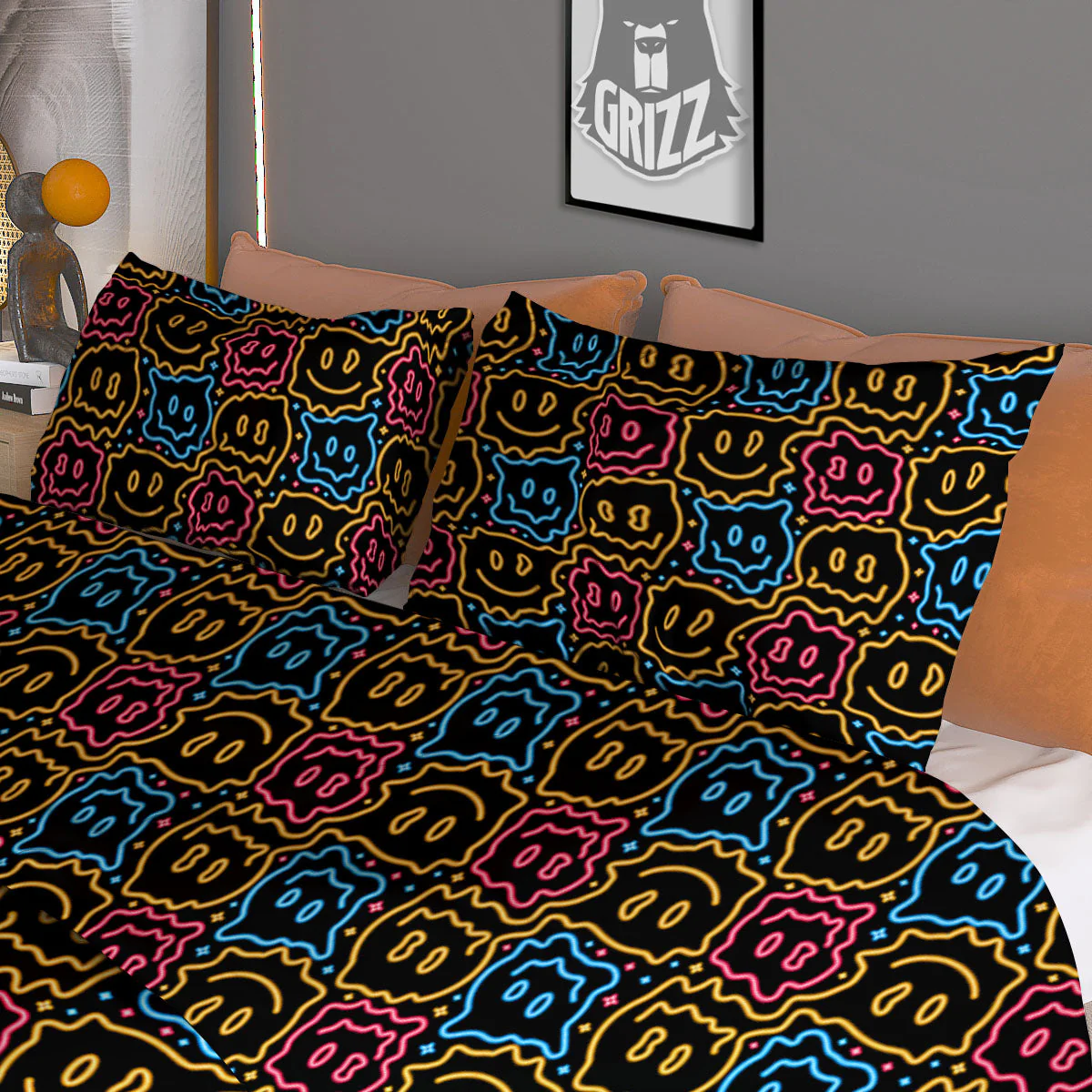 Trippy Neon Psychedelic Print Duvet Cover Bedding Set - Image 3