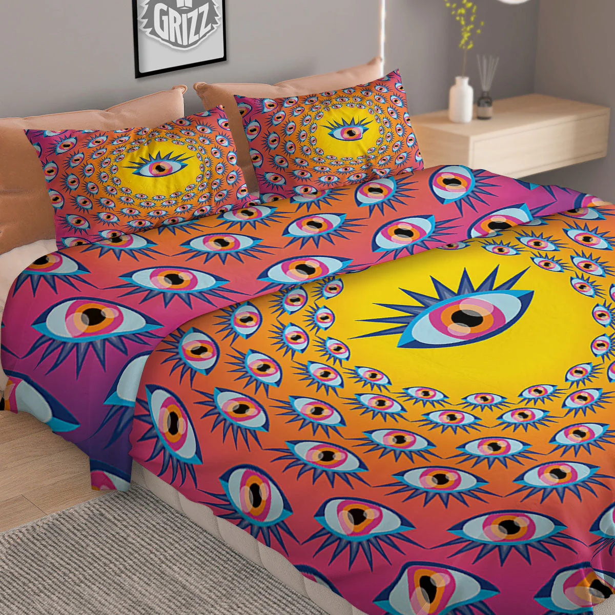 Trippy Psychedelic Eyes Print Duvet Cover Bedding Set - Image 2
