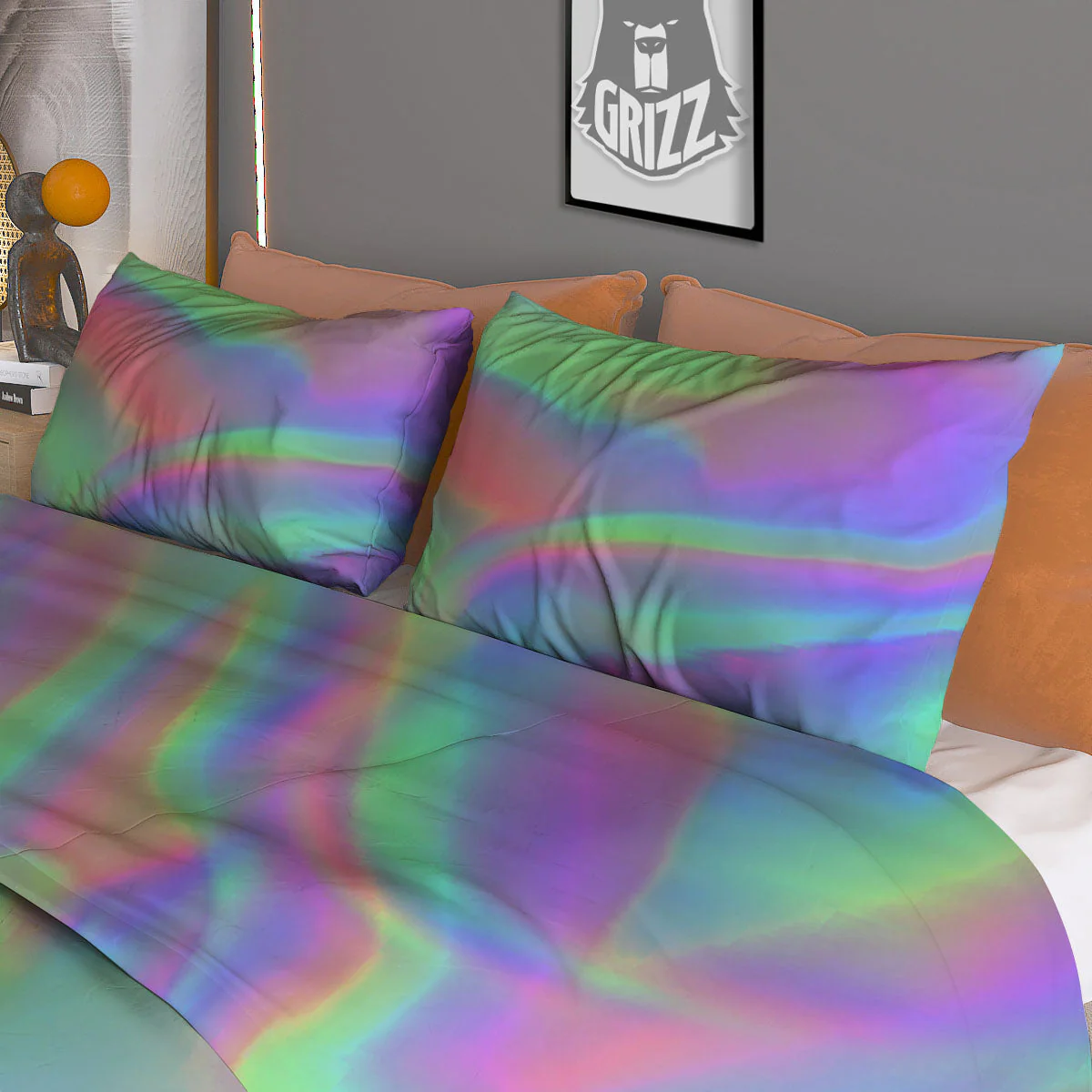 Trippy Psychedelic Holographic Print Duvet Cover Bedding Set - Image 3
