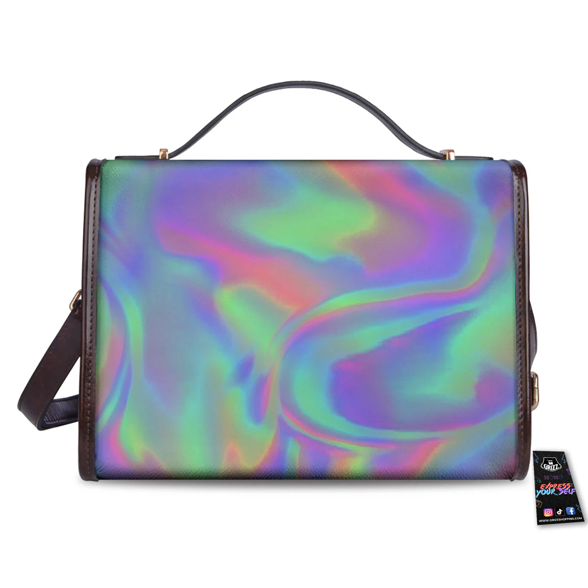 Trippy Psychedelic Holographic Print Women's Satchel Bag - Image 2