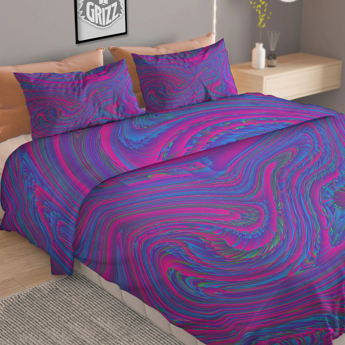 Trippy Psychedelic Purple Print Duvet Cover Bedding Set - Image 2