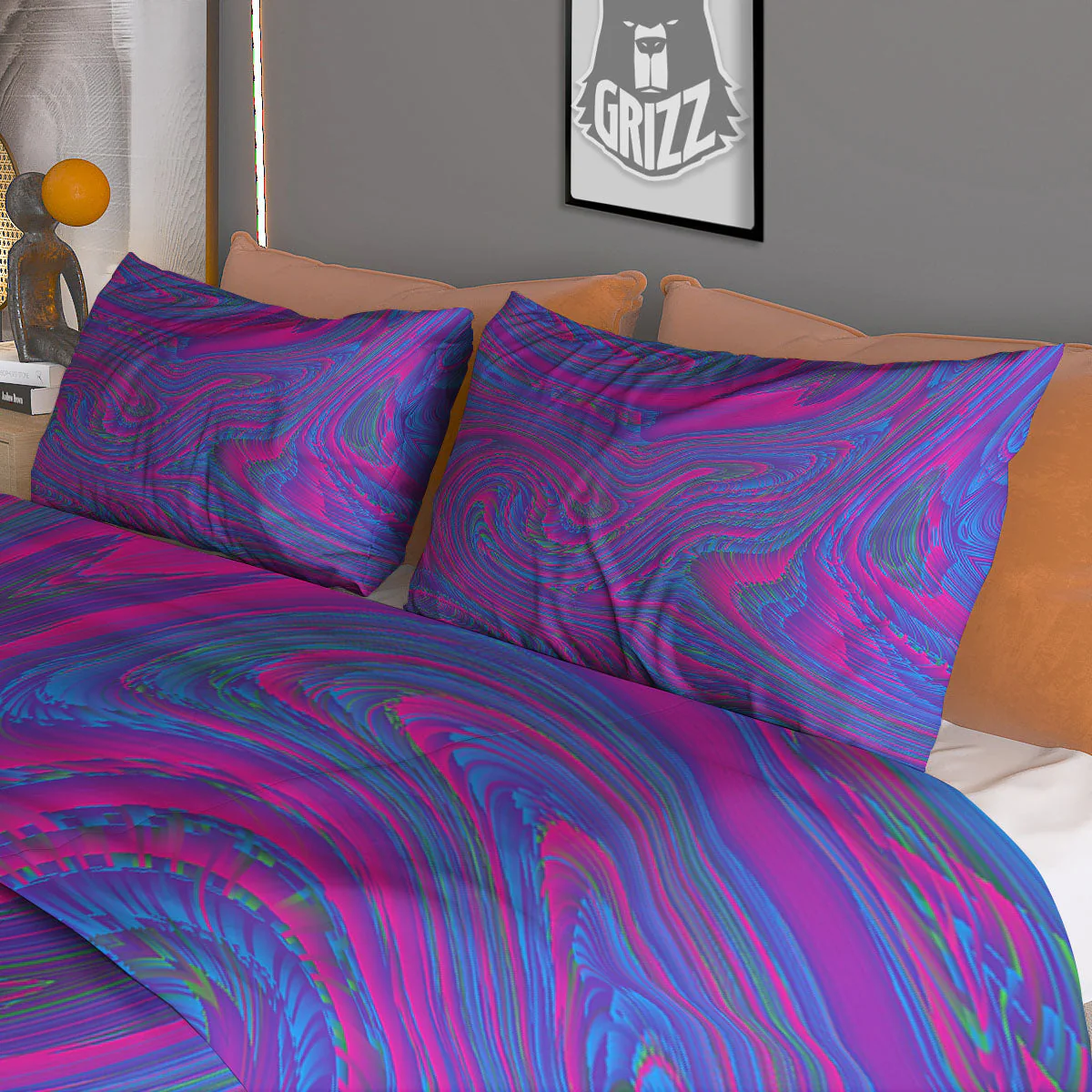 Trippy Psychedelic Purple Print Duvet Cover Bedding Set - Image 3