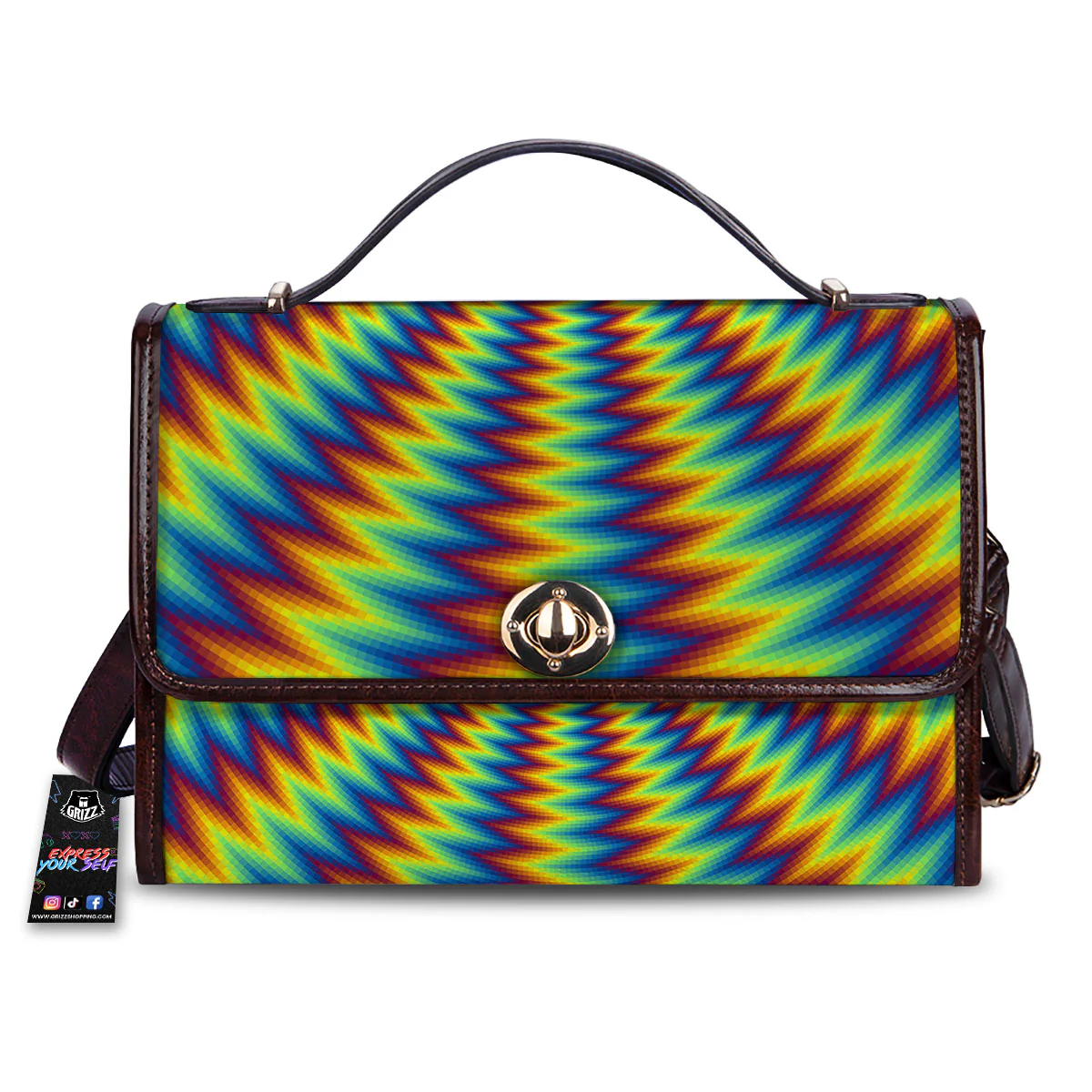 Trippy Psychedelic Rainbow Print Women's Satchel Bag