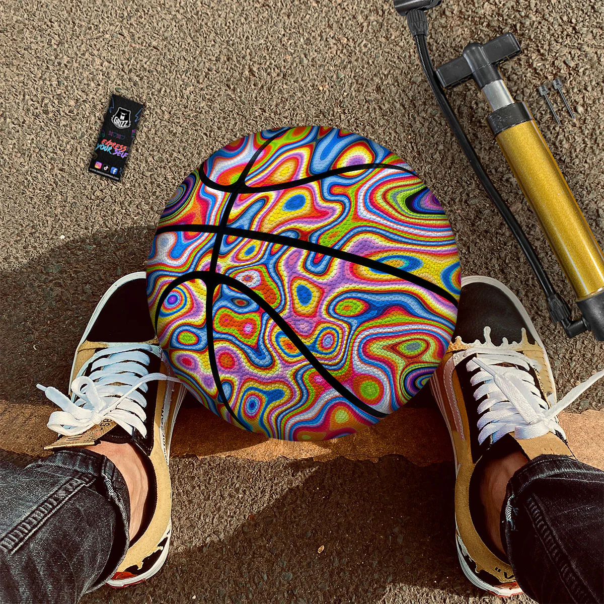 Trippy Rainbow Psychedelic Print Basketball - Image 2