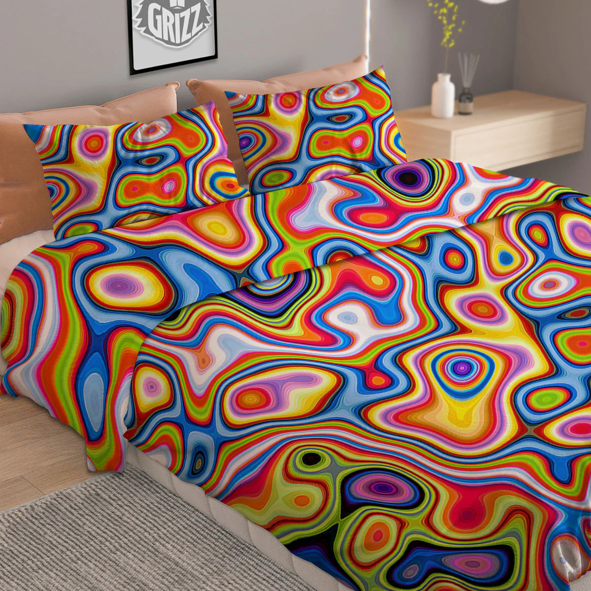 Trippy Rainbow Psychedelic Print Duvet Cover Bedding Set - Image 2