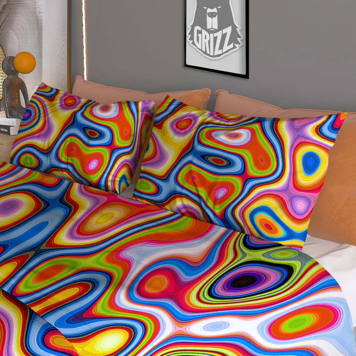 Trippy Rainbow Psychedelic Print Duvet Cover Bedding Set - Image 3