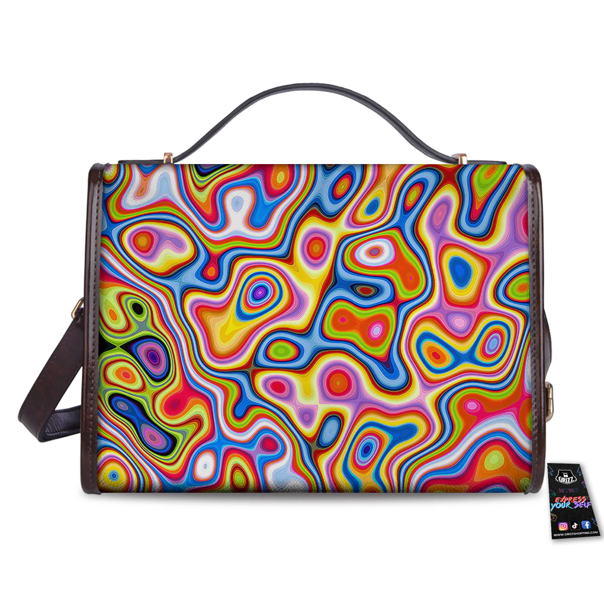 Trippy Rainbow Psychedelic Print Women's Satchel Bag - Image 2