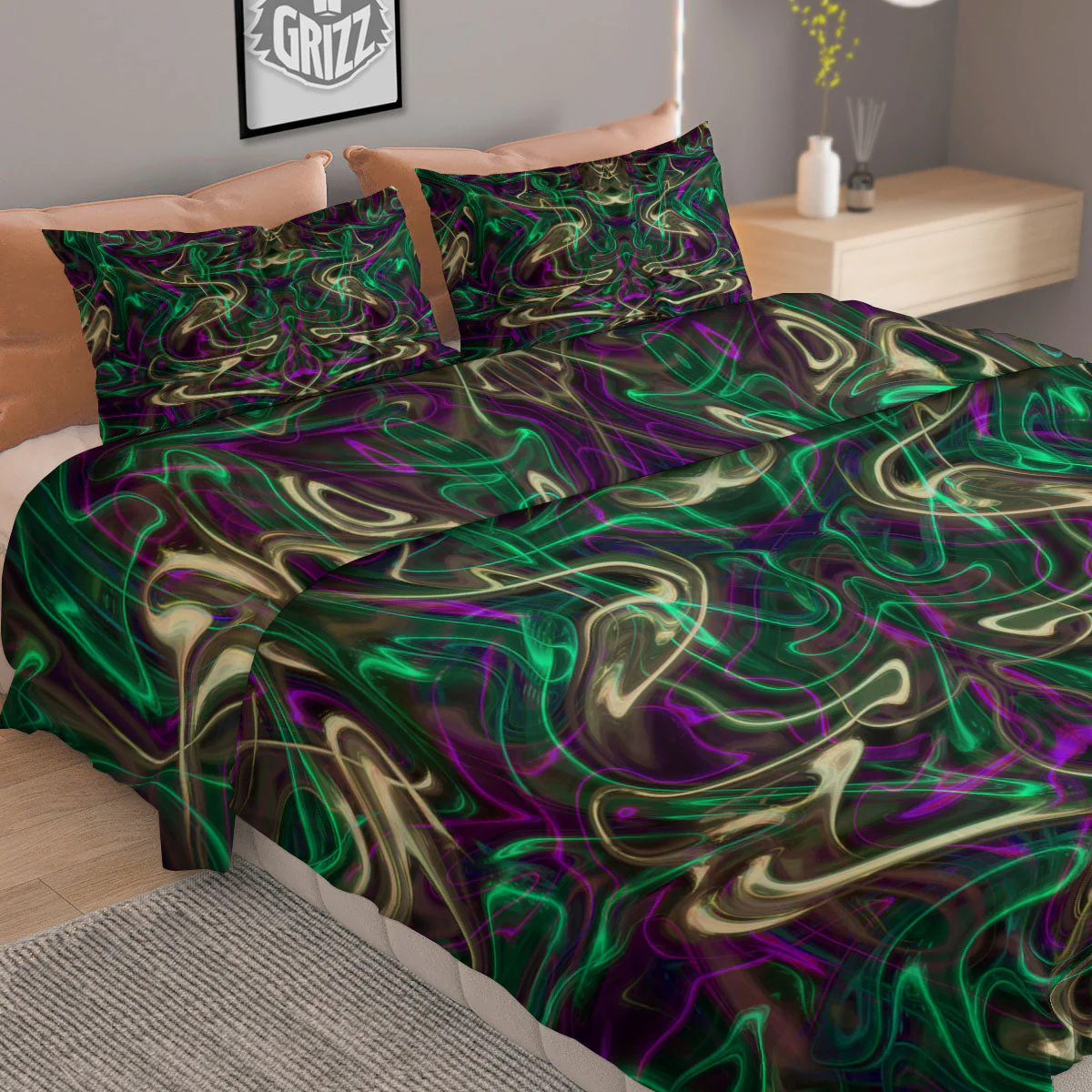 Trippy Smoke Psychedelic Print Duvet Cover Bedding Set - Image 2