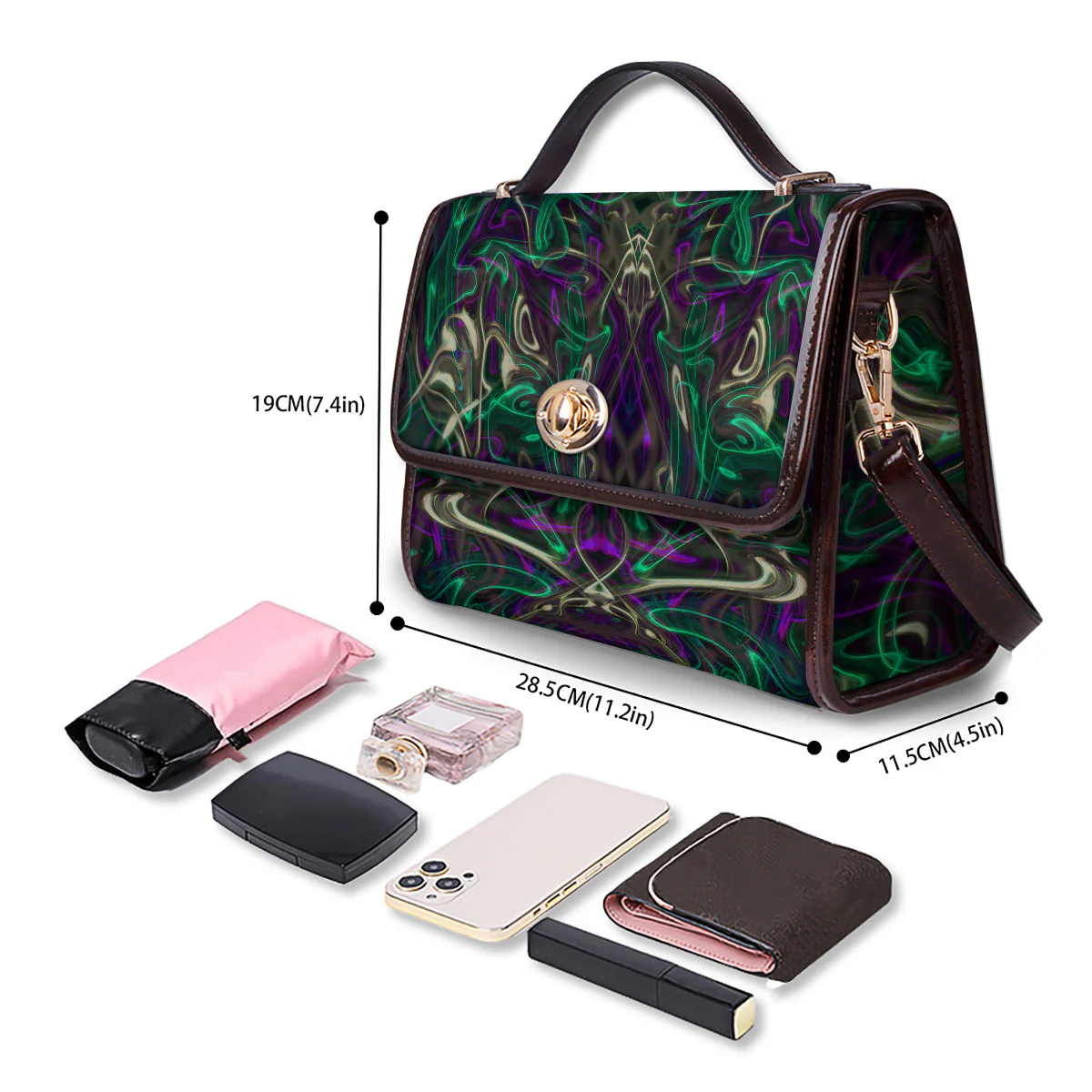 Trippy Smoke Psychedelic Print Women's Satchel Bag - Image 4