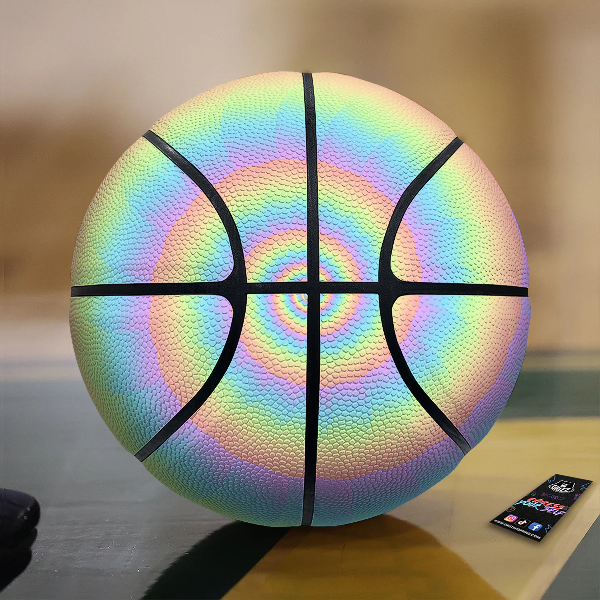 Trippy Spiral Colorful Print Basketball
