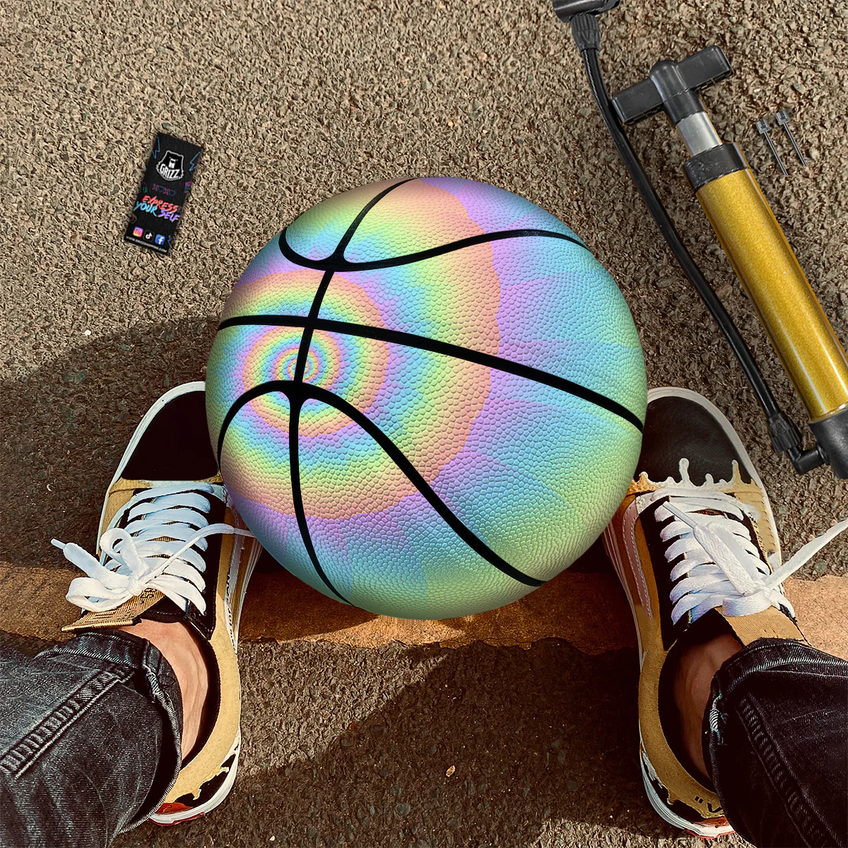 Trippy Spiral Colorful Print Basketball - Image 3